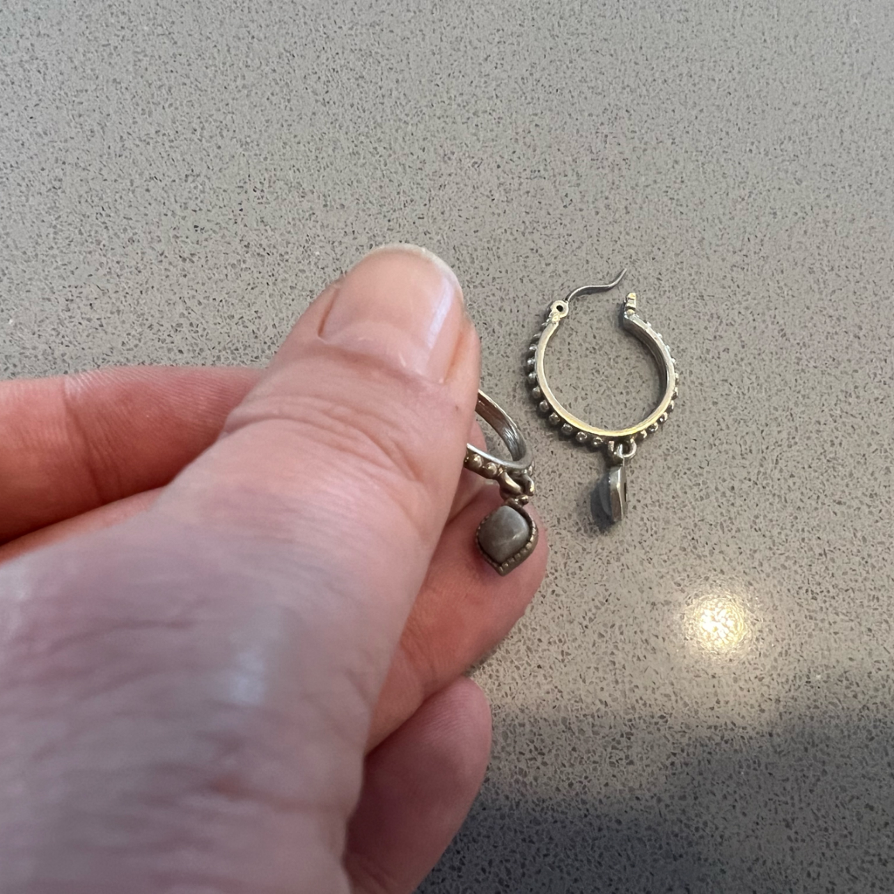 Gold And Gray Hoop Earrings 5$